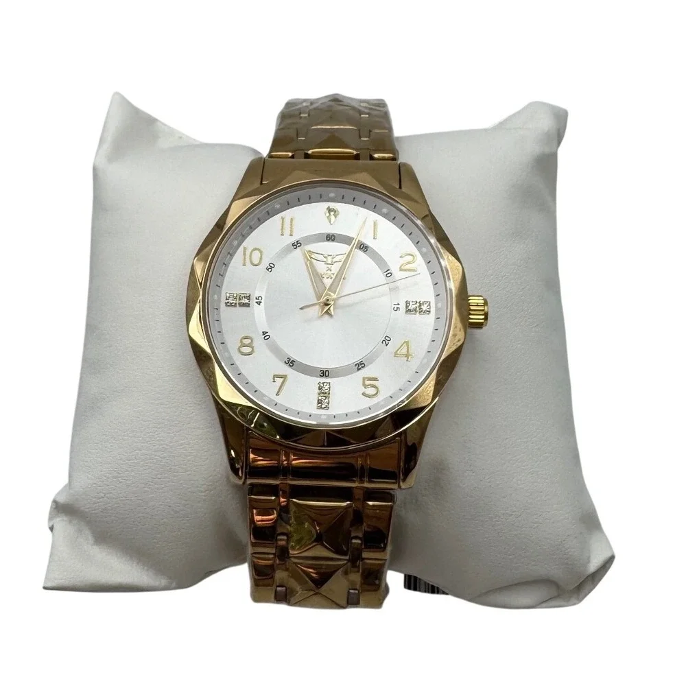 Invicta Specialty I Mens 41mm Gold Tone Quartz Watch Silver Dial 69018